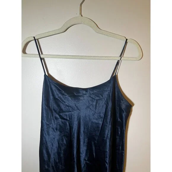Vince Satin Slip Midi Dress - Navy Size L - Picture 6 of 6